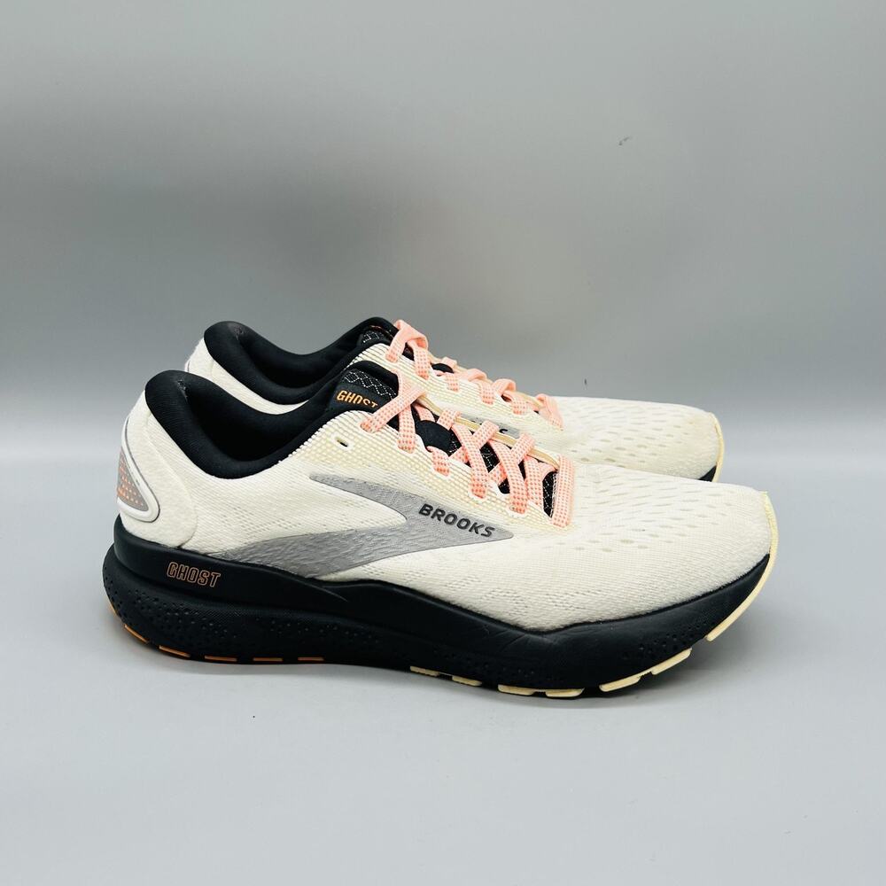 Brooks Shoes Womens 8 White Mesh Ghost 16 Road Running Athletic Sneakers Comfort